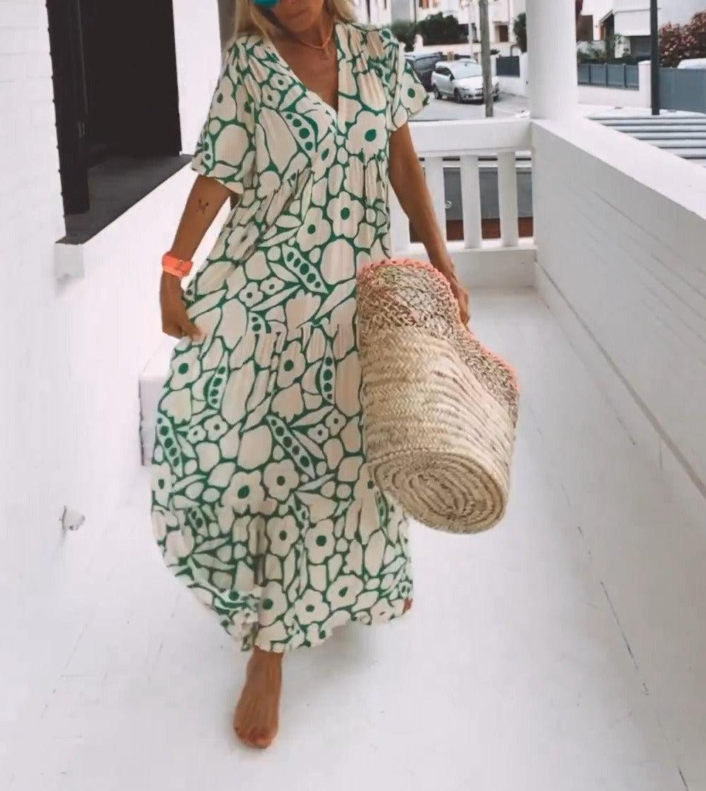 LOTTE - MAXI JURK MET KORTE MOUWEN