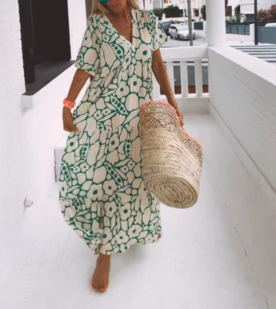 LOTTE - MAXI JURK MET KORTE MOUWEN