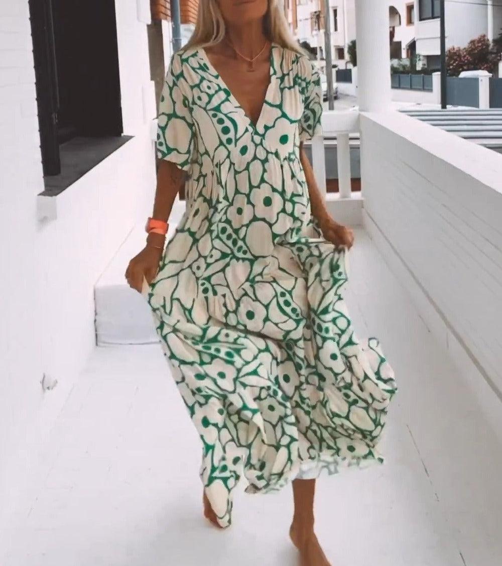 LOTTE - MAXI JURK MET KORTE MOUWEN