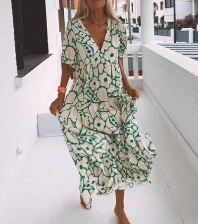 LOTTE - MAXI JURK MET KORTE MOUWEN