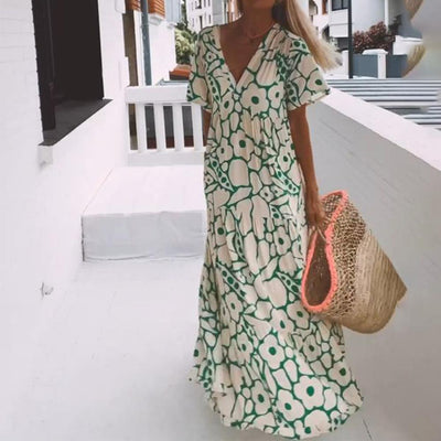 LOTTE - MAXI JURK MET KORTE MOUWEN