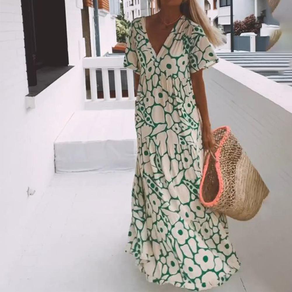 LOTTE - MAXI JURK MET KORTE MOUWEN