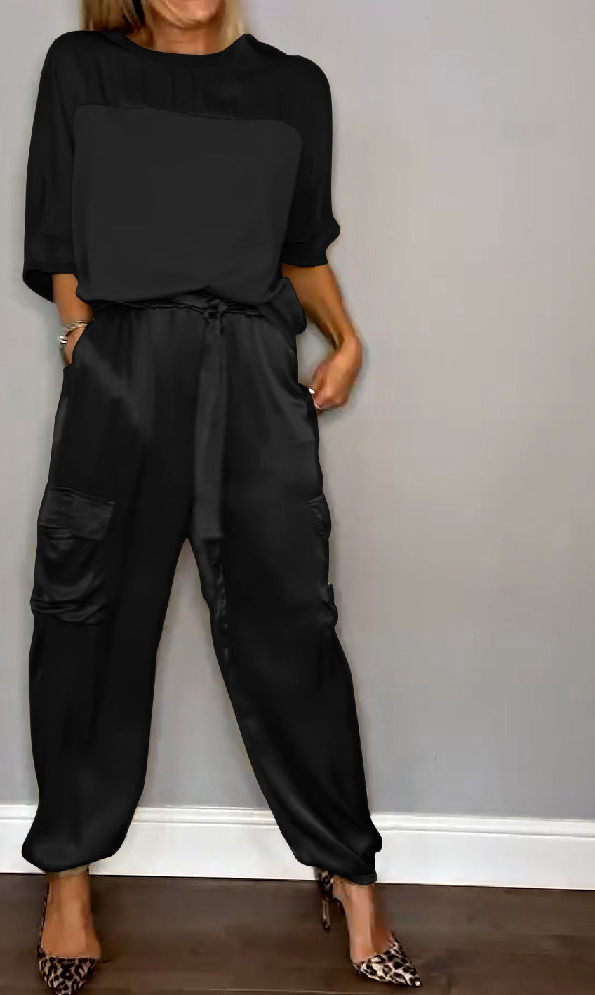 EMMA - STIJLVOLLE CASUAL SATIJNEN SET