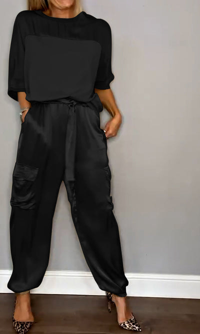 EMMA - STIJLVOLLE CASUAL SATIJNEN SET