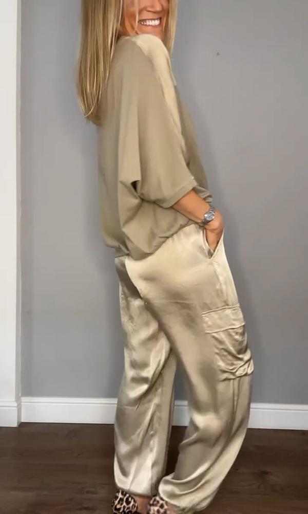 EMMA - STIJLVOLLE CASUAL SATIJNEN SET