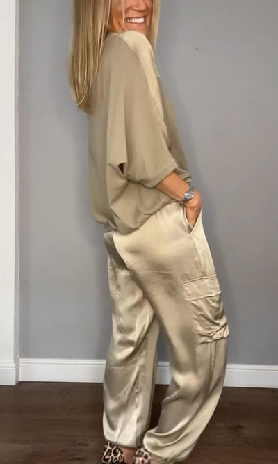 EMMA - STIJLVOLLE CASUAL SATIJNEN SET