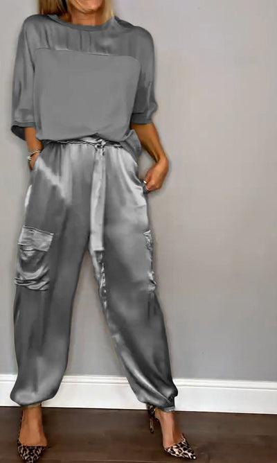 EMMA - STIJLVOLLE CASUAL SATIJNEN SET