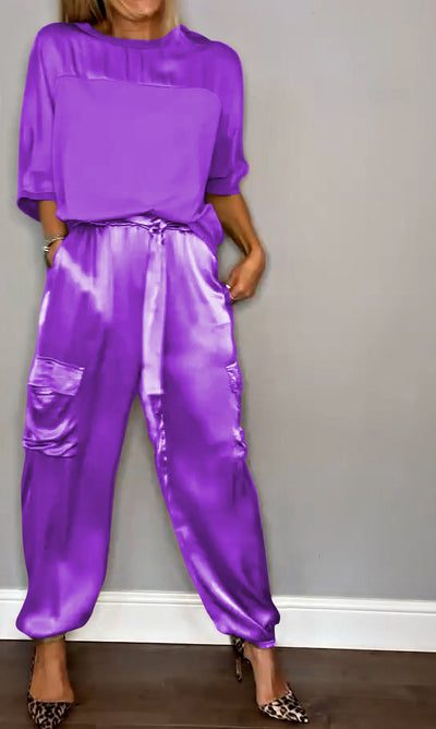 EMMA - STIJLVOLLE CASUAL SATIJNEN SET